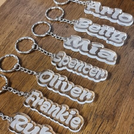 Acrylic Name Engraved Keychains