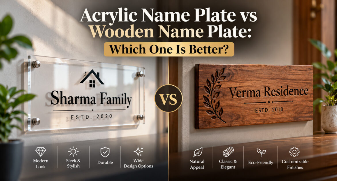Acrylic Name Plate vs Wooden Name Plate